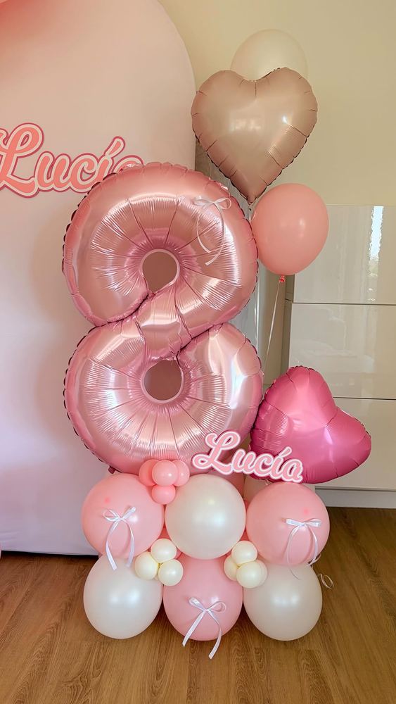 Cumple de 8 · rosa y nácar